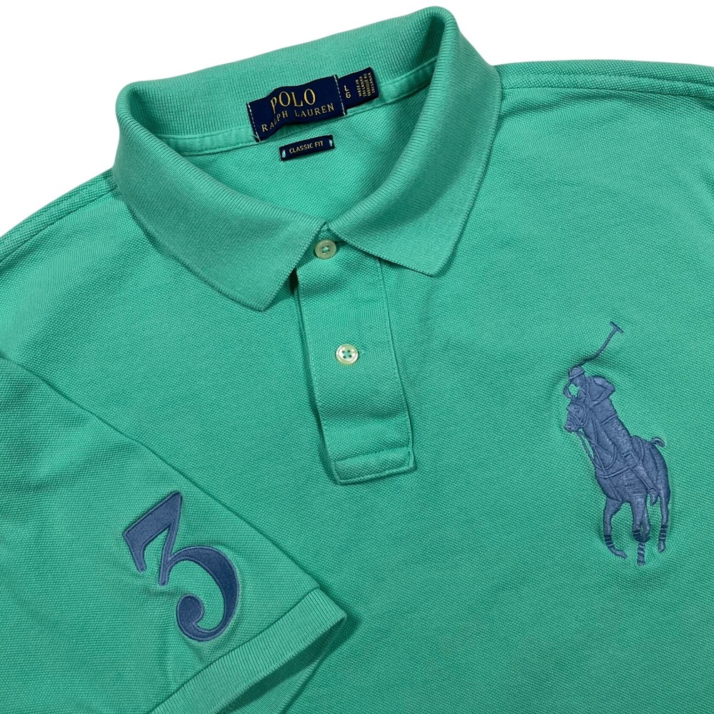 Polo Ralph Lauren Classic Fit Short Sleeve Polo Shirt Mens Large Green Big Pony